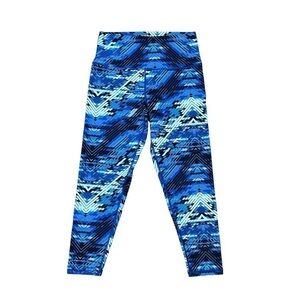 Aerie Leggings EUC Chill Play Move Blue Geometric Size Large L High-Rise Yoga